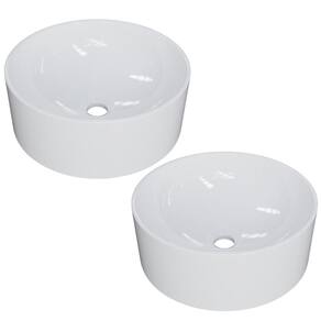 Kit 02 Cubas De Apoio Redonda Para Banheiro Lavabo C01 Bl34w Branco - Lyam