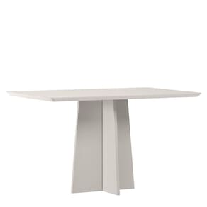 Mesa Jantar Retangular 135 x 90 Com Vidro 3mm Julia Sem Cadeiras - Off White - ÉdeCasaMóveis