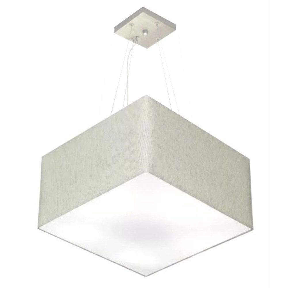 Lustre Pendente Quadrado Md-4199 Cúpula em Tecido 30/60x60cm Rustico Cinza - Bivolt