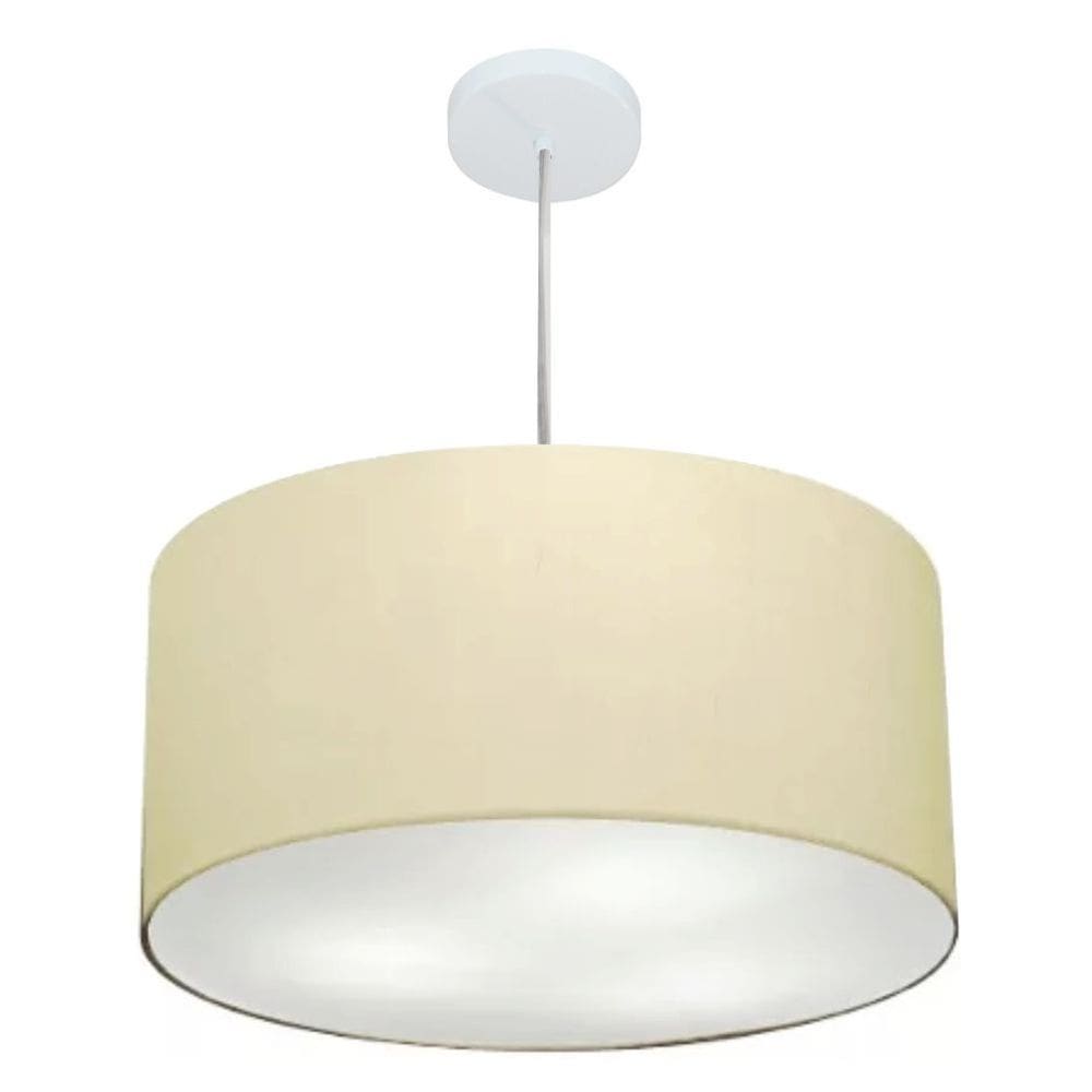 Lustre Pendente Cilíndrico Md-4213 Cúpula em Tecido 50x30cm Algodão Crú - Bivolt
