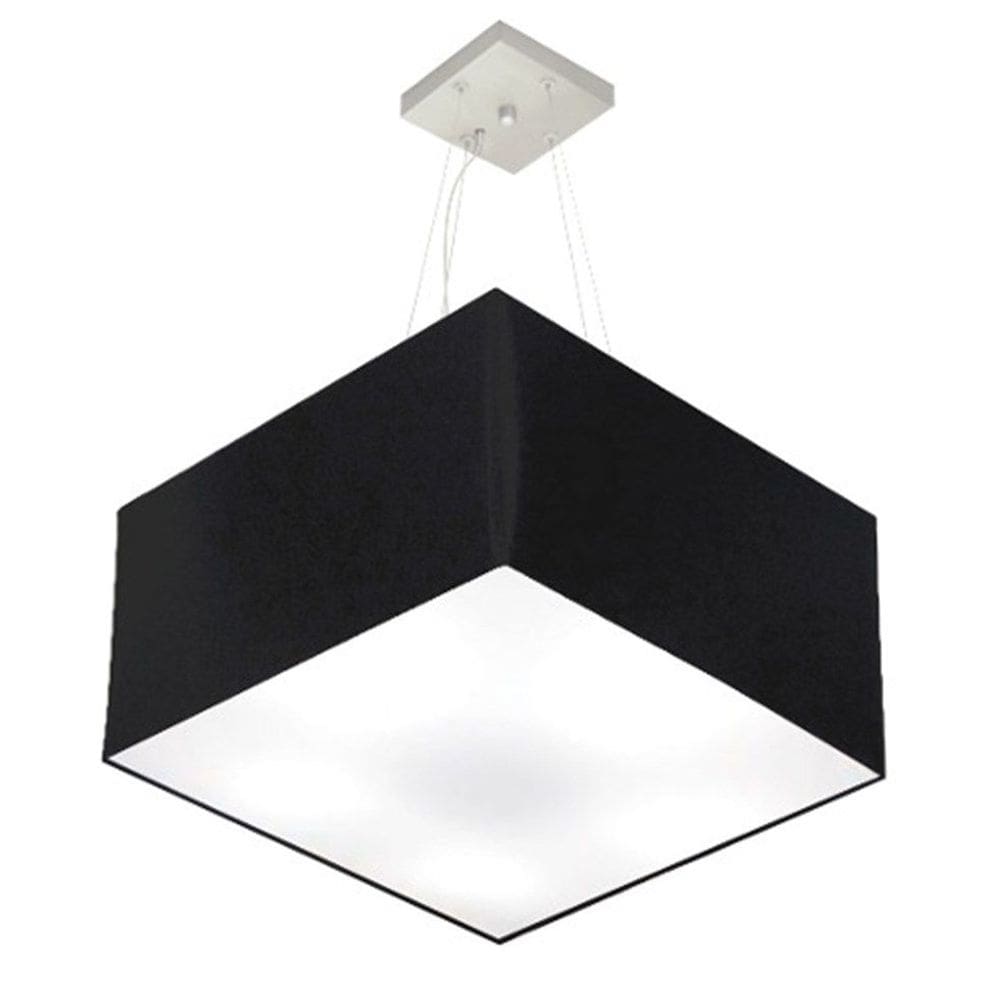 Lustre Pendente Quadrado Md-4199 Cúpula em Tecido 30/60x60cm Preto - Bivolt