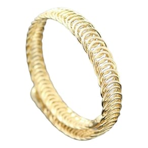 Pulseira Bracelete Dourado Metal Trançado Ajustável