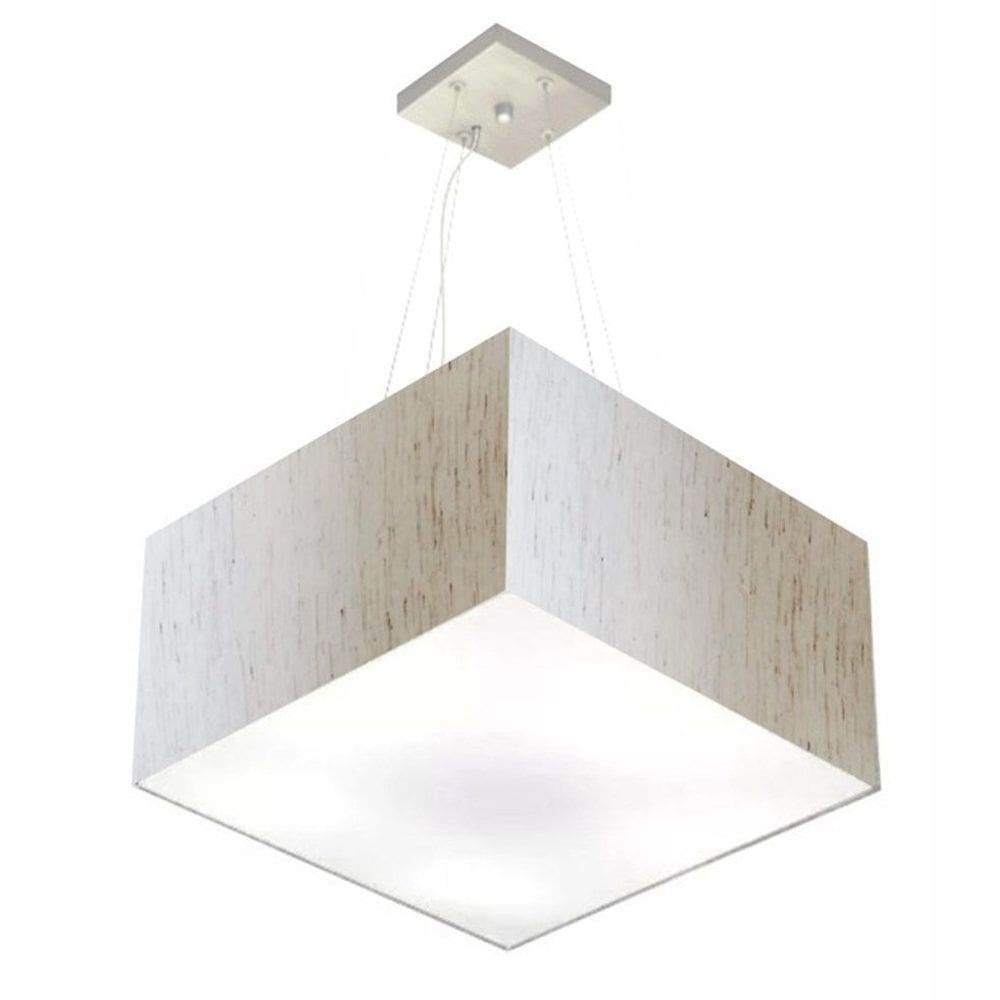 Lustre Pendente Quadrado Md-4199 Cúpula em Tecido 30/60x60cm Linho Bege - Bivolt