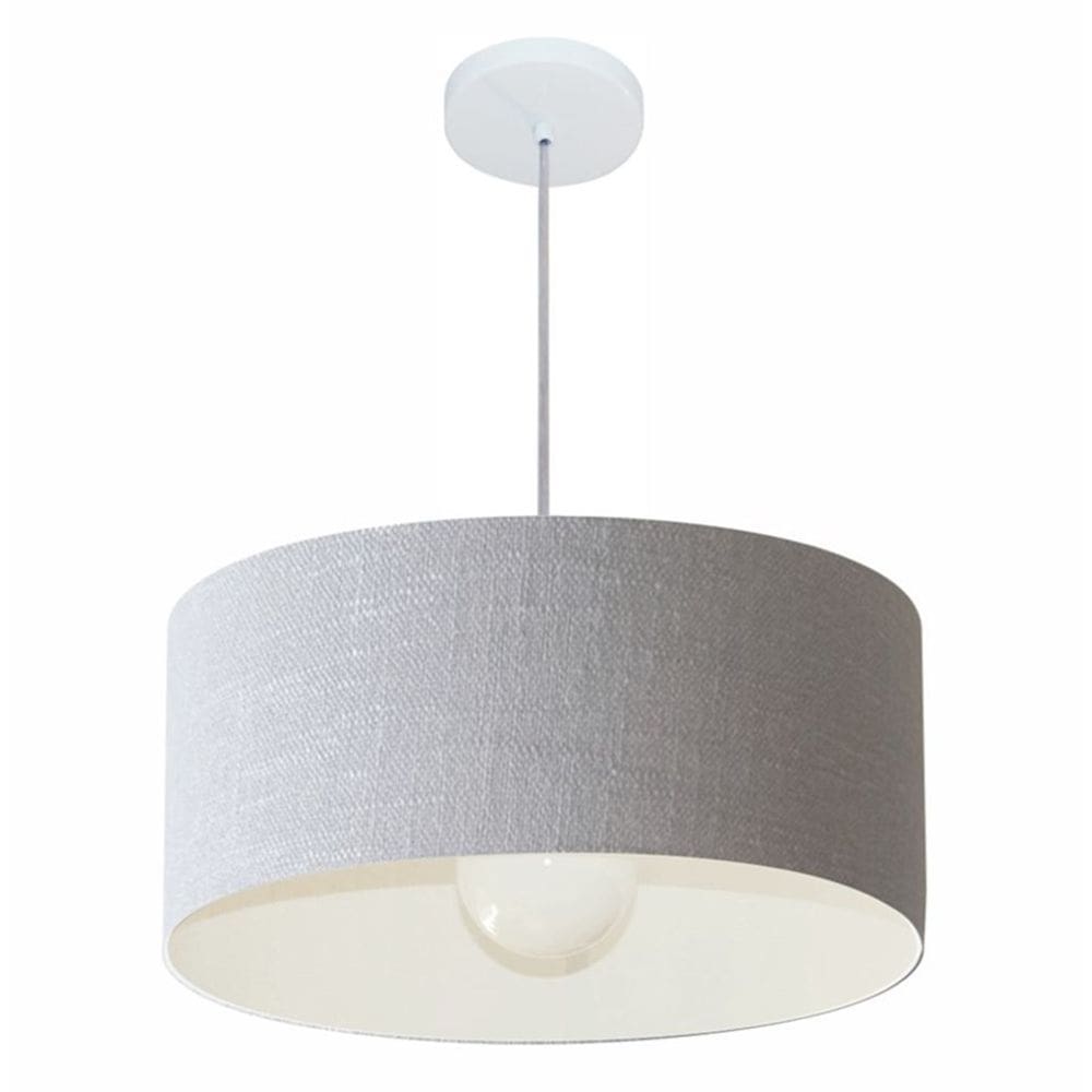 Lustre Pendente Cilíndrico 4052 Cúpula em Tecido 50x21cm Rustico Cinza - Bivolt