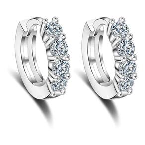 Brinco Argola Pedra Zirconia Prata Pequeno 8 Mm