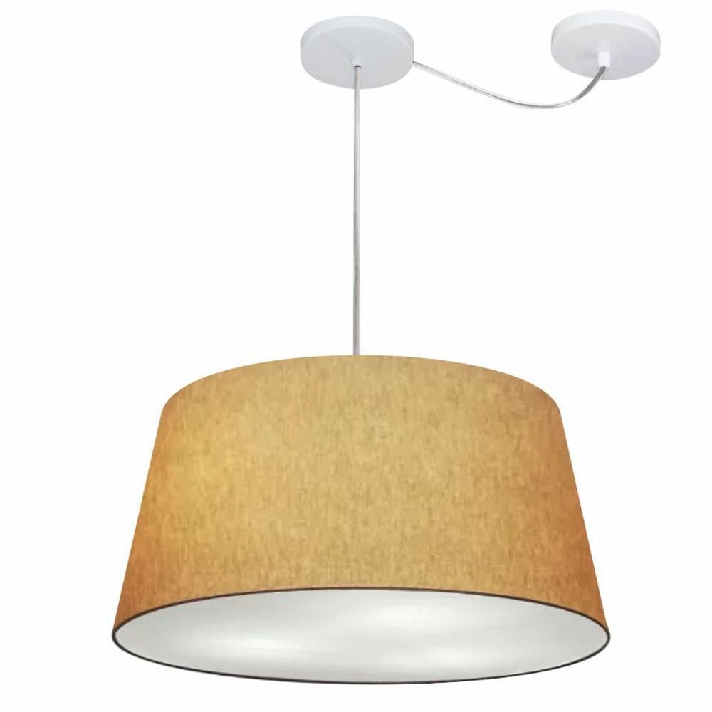 Lustre Pendente Cone Com Desvio Md-4282 Cúpula 21/40x50cm Palha - Bivolt