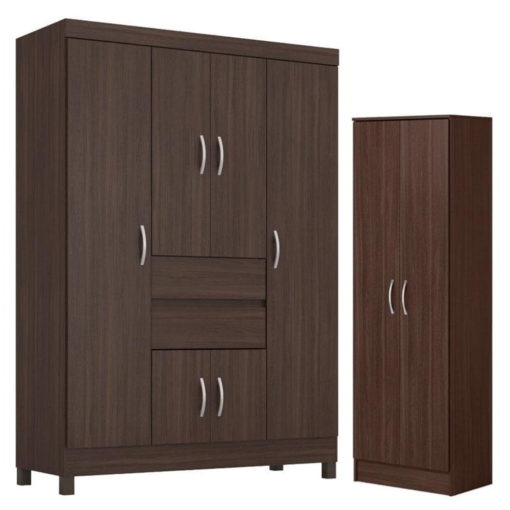 Guarda Roupa Casal Ecom 2 com Sapateira Multiuso Golden Café - Demóbile