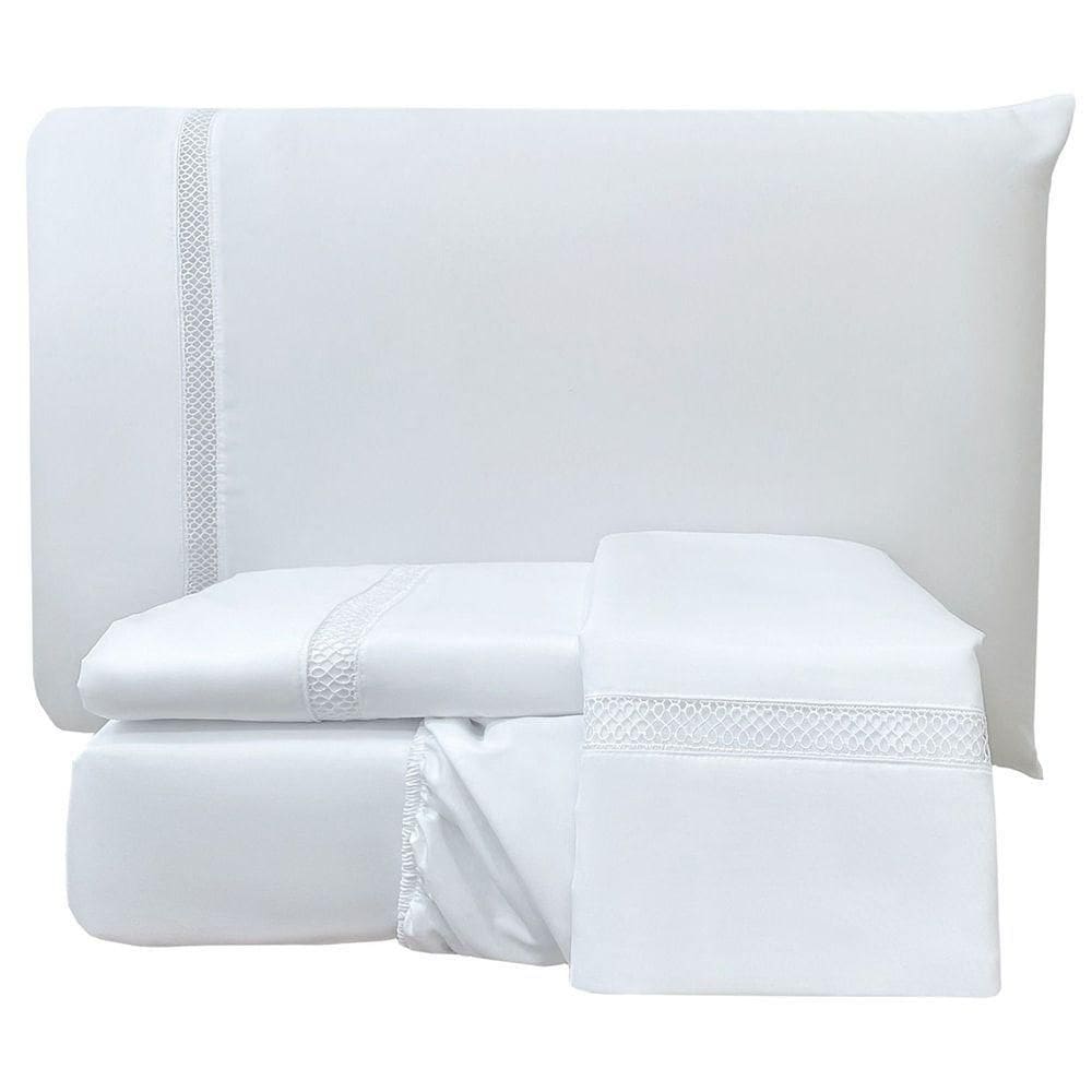 Jogo De Cama Lençol King Apolo Micropercal 300 Fios - Branco