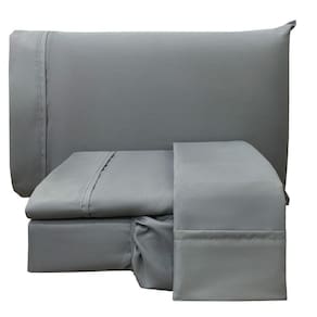 Jogo De Cama Lençol Casal Conforto Percal 300 Fios 4 Peças - Cinza