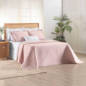 Kit Cobre Leito Colcha Marley Casal Dupla Face - Rosa