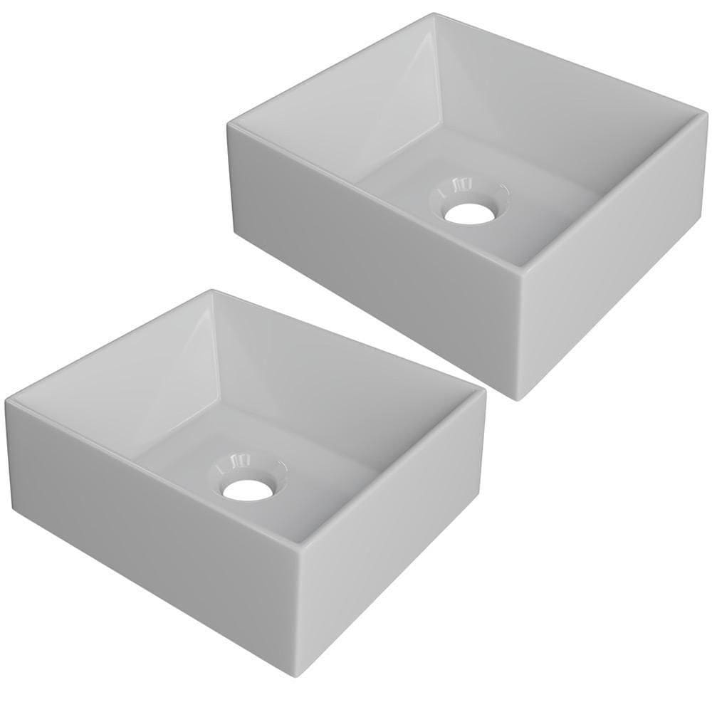 Kit 02 Cubas De Apoio Retangular Para Banheiro Lavabo C01 Rt30w Branco - Lyam