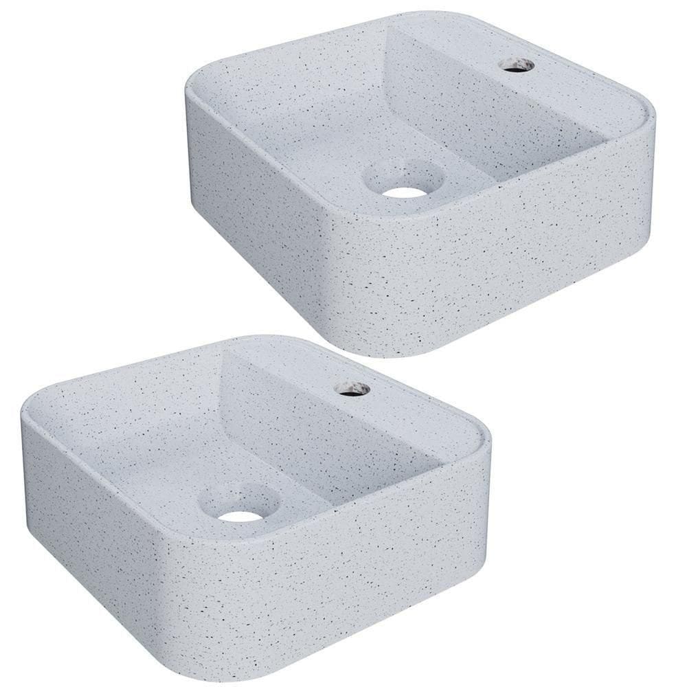 Kit 02 Cubas De Apoio Quadrada Para Banheiro Lavabo C01 Qa31w Branco Granit - Lyam