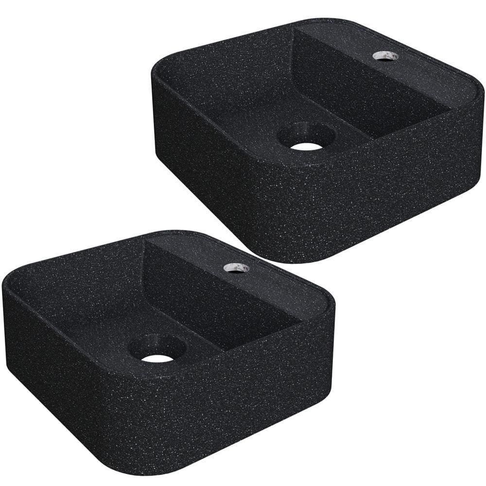 Kit 02 Cubas De Apoio Quadrada Para Banheiro Lavabo C01 Qa31w Preto Granit - Lyam