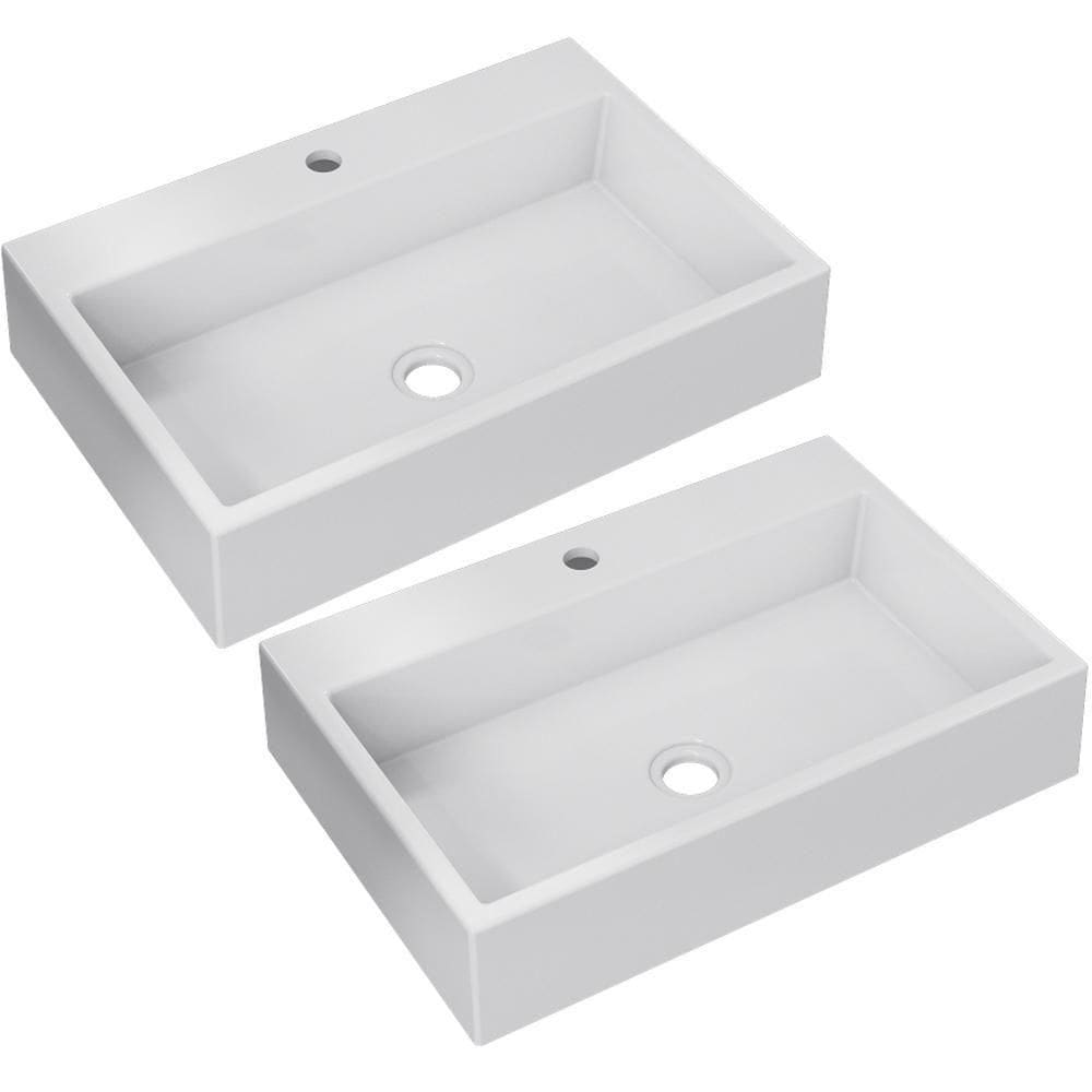Kit 02 Cubas De Apoio Retangular Para Banheiro Lavabo Florenza C01 Rt55w Branco - Lyam