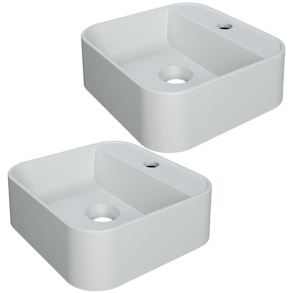 Kit 02 Cubas De Apoio Quadrada Para Banheiro Lavabo C01 Qa31w Cinza Matte Fosca - Lyam
