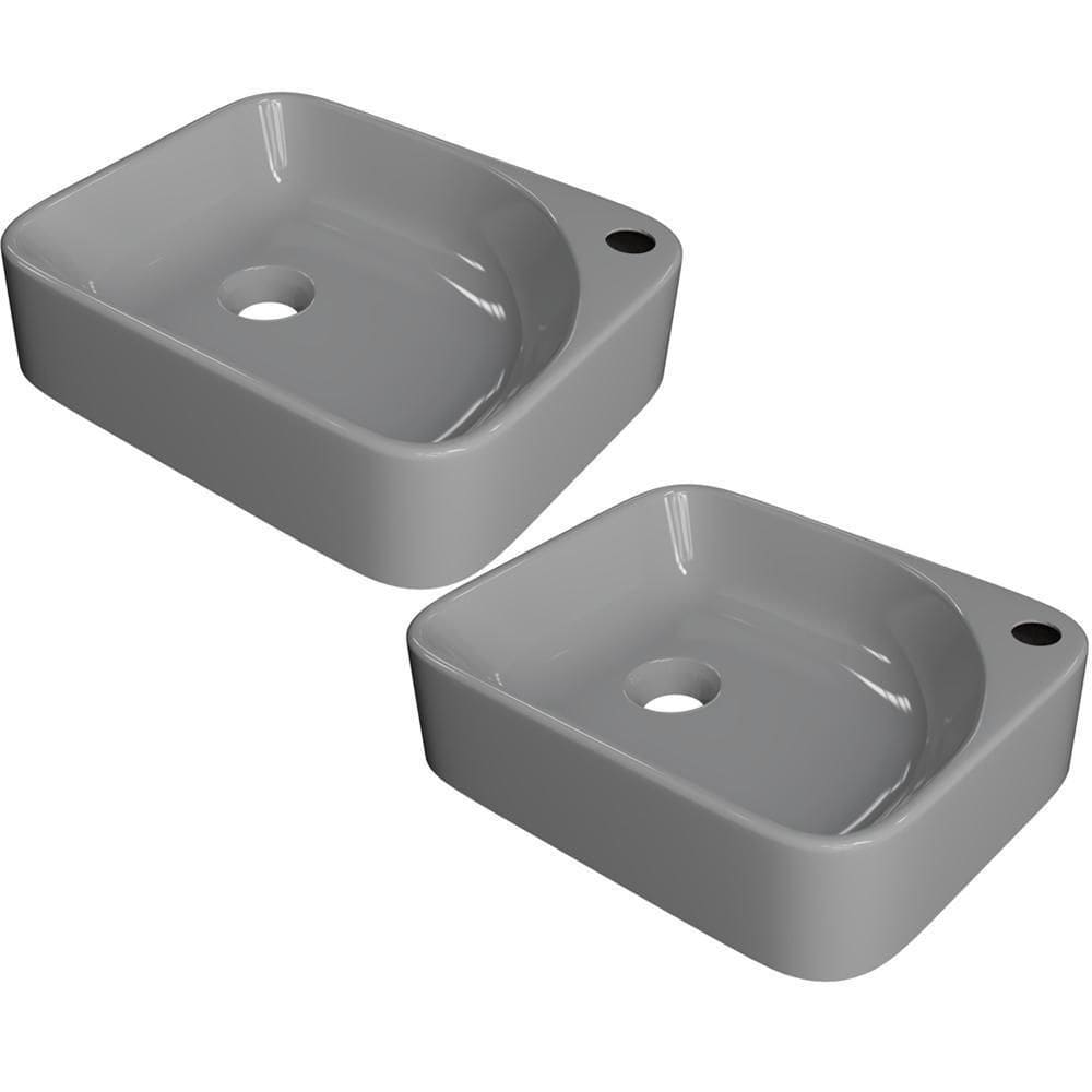 Kit 02 Cubas De Apoio Retangular Para Banheiro Lavabo Cross C01 Ro36w Cinza - Lyam