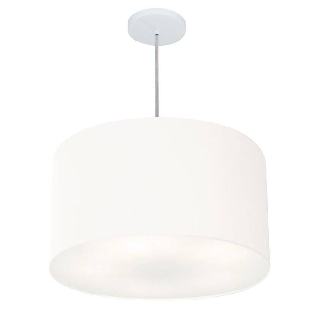 Lustre Pendente Cilíndrico Md-4250 Cúpula em Tecido 45x30cm Branco - Bivolt