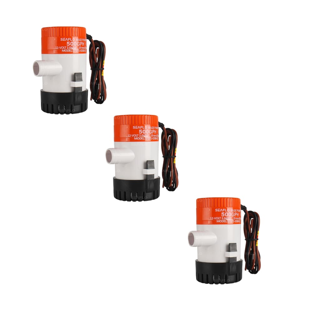 Kit 3 Bombas De Porão 12V Seaflo 500 GPH 1.6A Barco Lancha