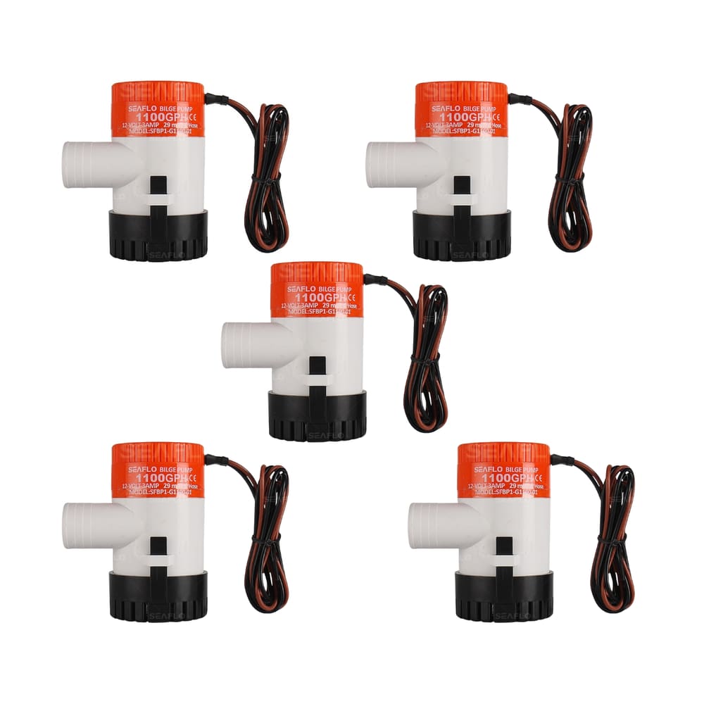 Kit 5 Bombas de Porão 1100 GPH SEAFLO 12V 3A Barco Lancha Jet