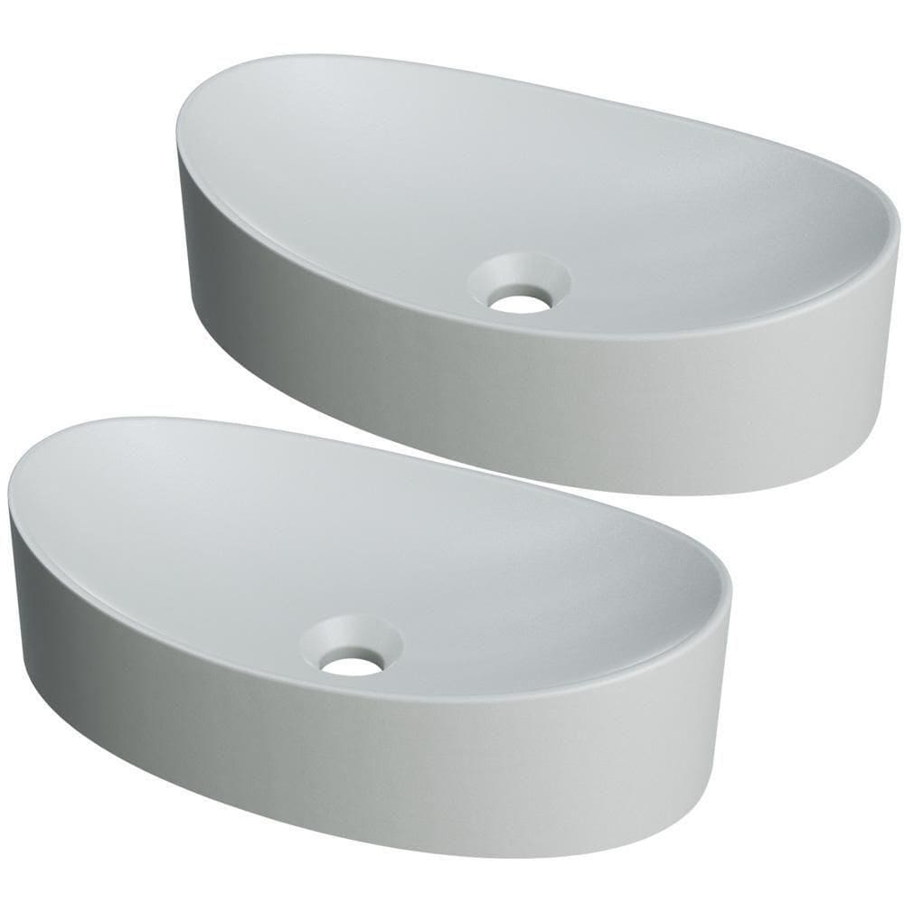 Kit 02 Cubas De Apoio Canoa Lavabo C01 Bc47w Cinza Matte Fosca - Lyam