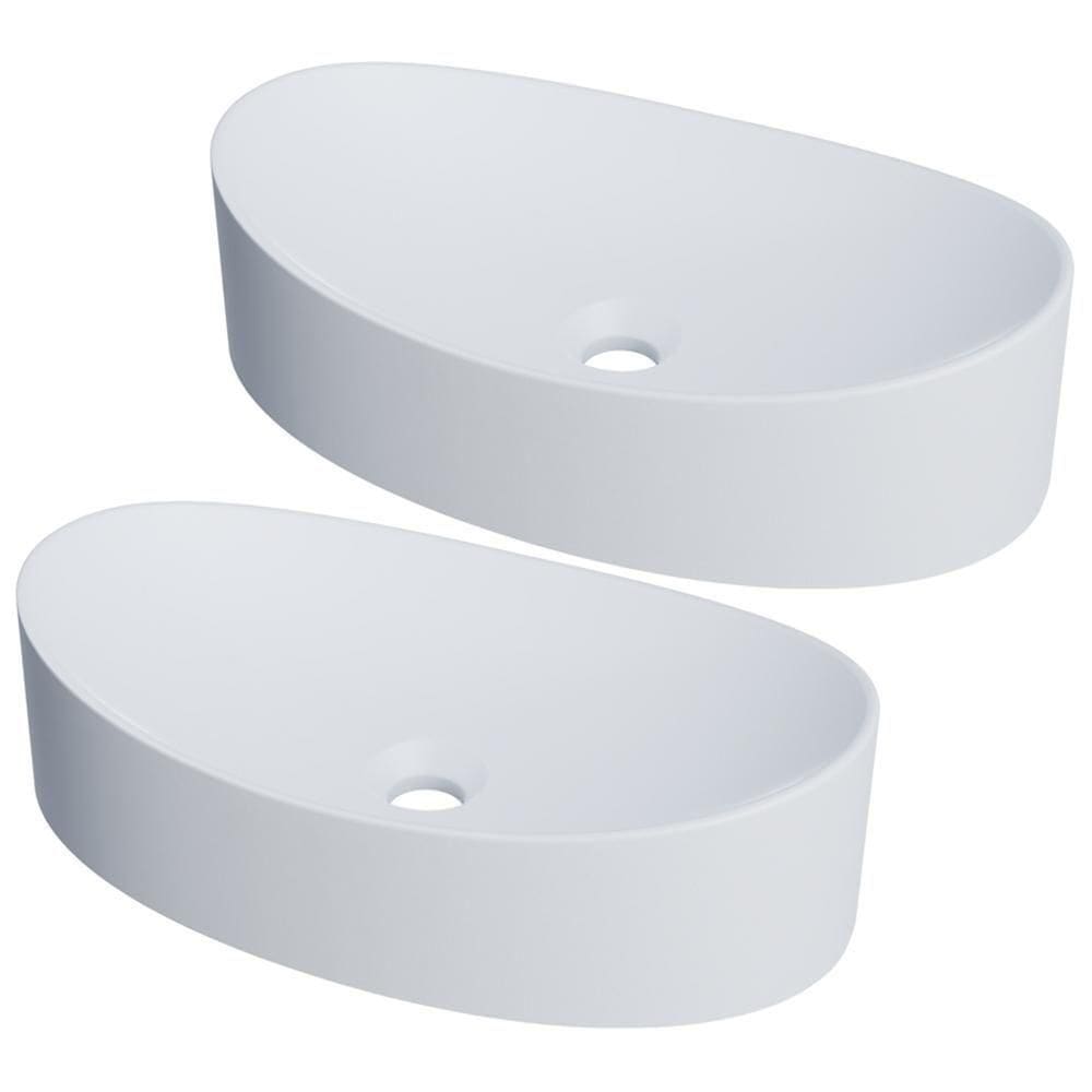 Kit 02 Cubas De Apoio Canoa Lavabo C01 Bc47w Branco Matte Fosca - Lyam