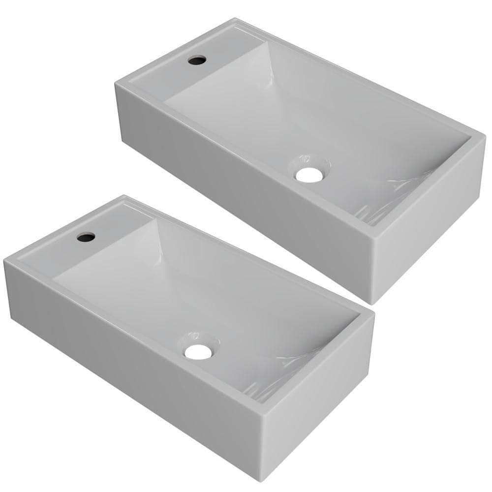 Kit 02 Cubas De Apoio Retangular Lavabo Roma C01 Rl545w Branco - Lyam