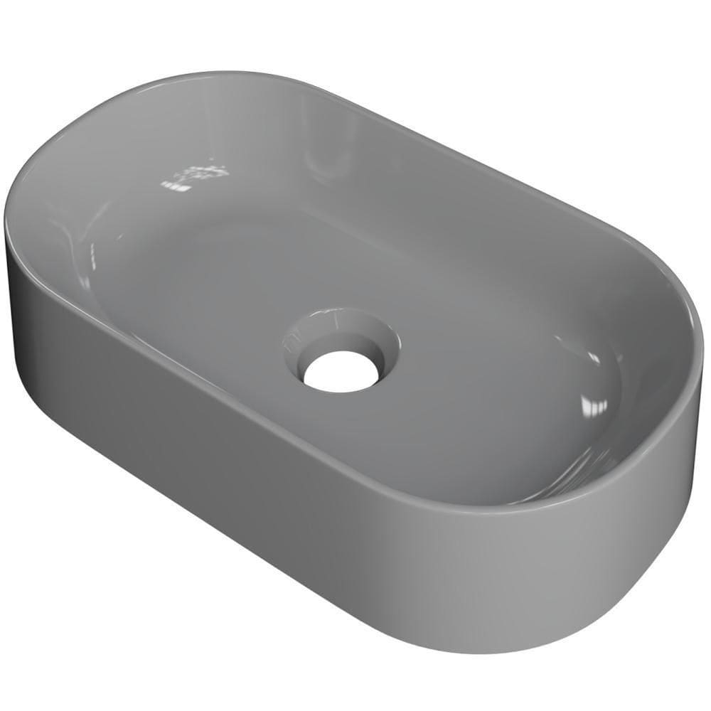 Cuba De Apoio Oval Para Banheiro Lavabo Laila C01 O42w Cinza