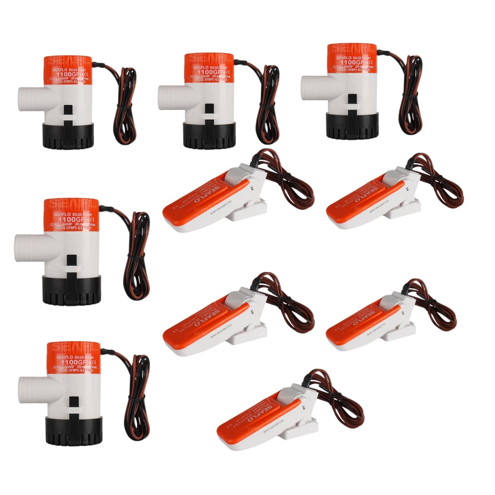 Kit 5 Bomba de Porão 1100 GPH 12V 3A Barco + 5 Automático Bomba de Porão SEAFLO 12V 24V 32V ATÉ 20A