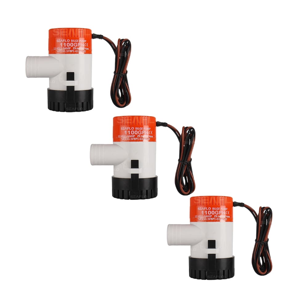 Kit 3 Bombas de Porão 1100 GPH SEAFLO 12V 3A Barco Lancha Jet
