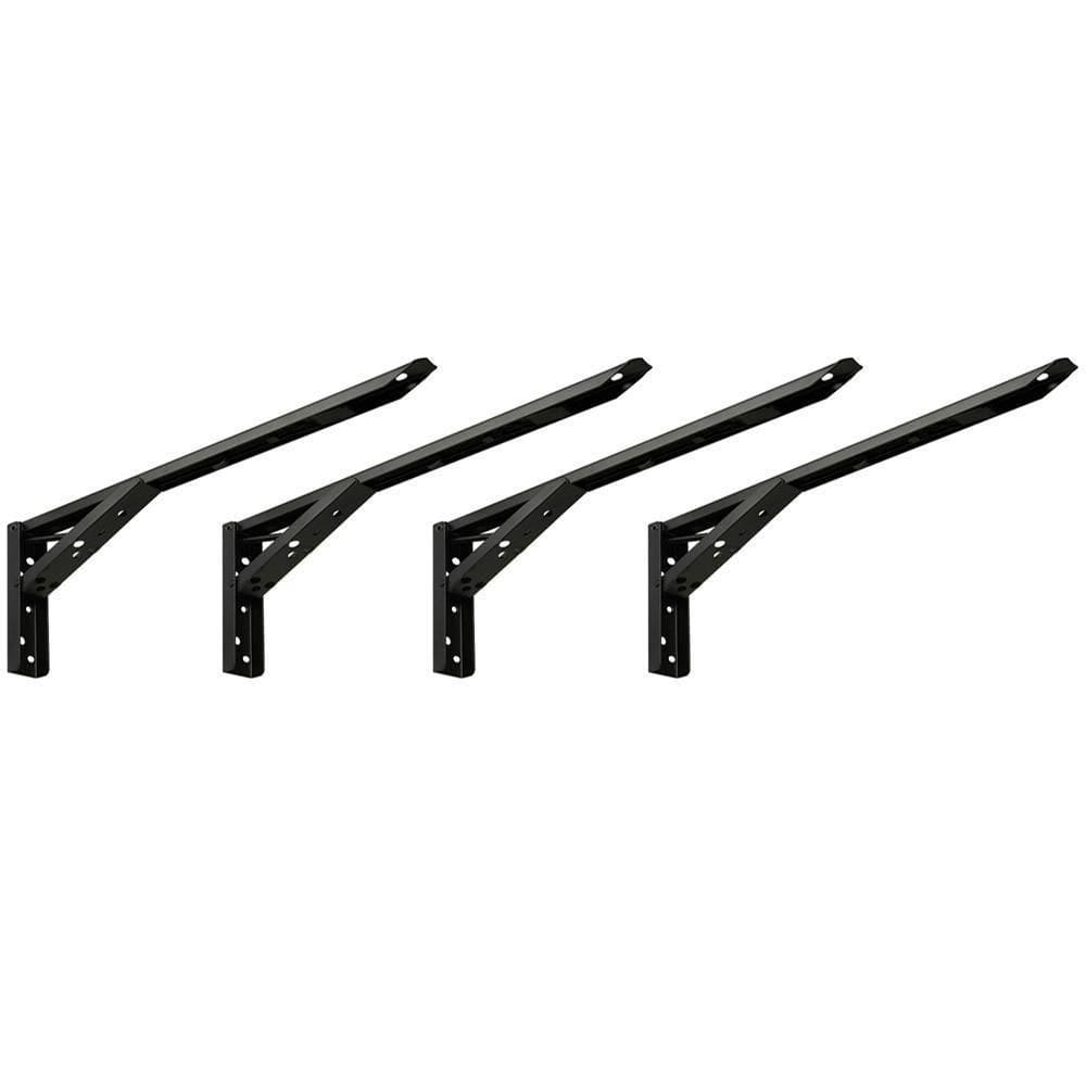 Kit 02 Pares Suporte Para Mesa Dobrável Retrátil 30cm H02 Mão Francesa Preto