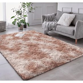 Tapete Sala Felpudo Peludo Mesclado Bege 200 X 200 Cm