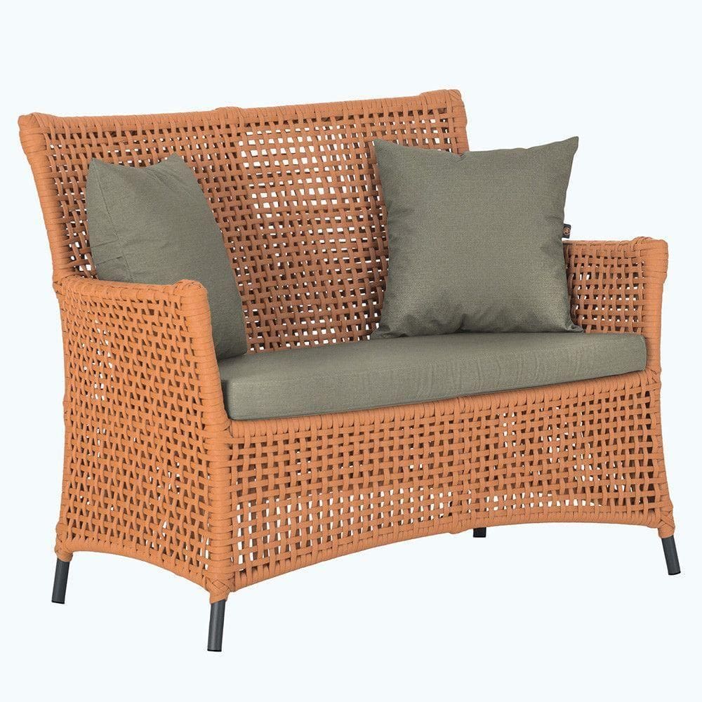 1 Sofá área Externa Igapó Alumínio Preta Corda Náutica E8 Terra Cota