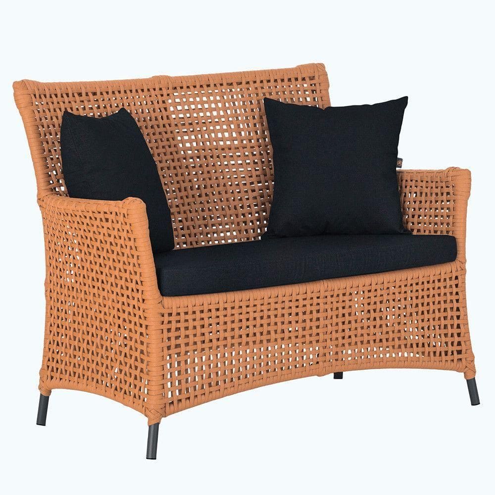 1 Sofá área Externa Igapó Alumínio Preta Corda Náutica E12 Terra Cota