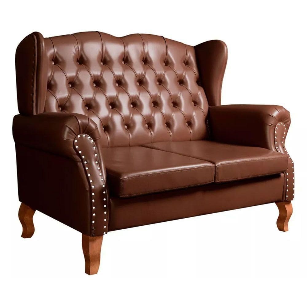 Sofá Imperador Namoradeira Chesterfield Capitonê Couríssimo Café