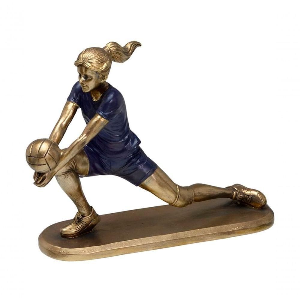 Escultura Decorativa Jogadora Vôlei Estatueta Em Resina 16cm