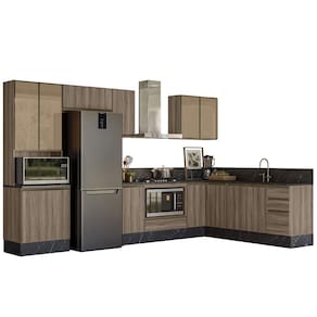 Cozinha Modulada 9 Peças MDF Kali Carvalho Toq Carvalho Toq Nicioli