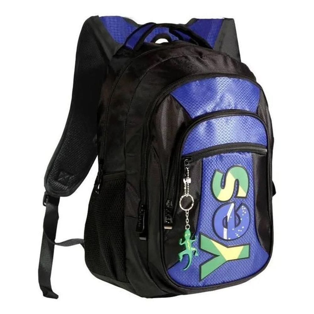 Mochila Yes Preta E Azul Brasil Mc1416