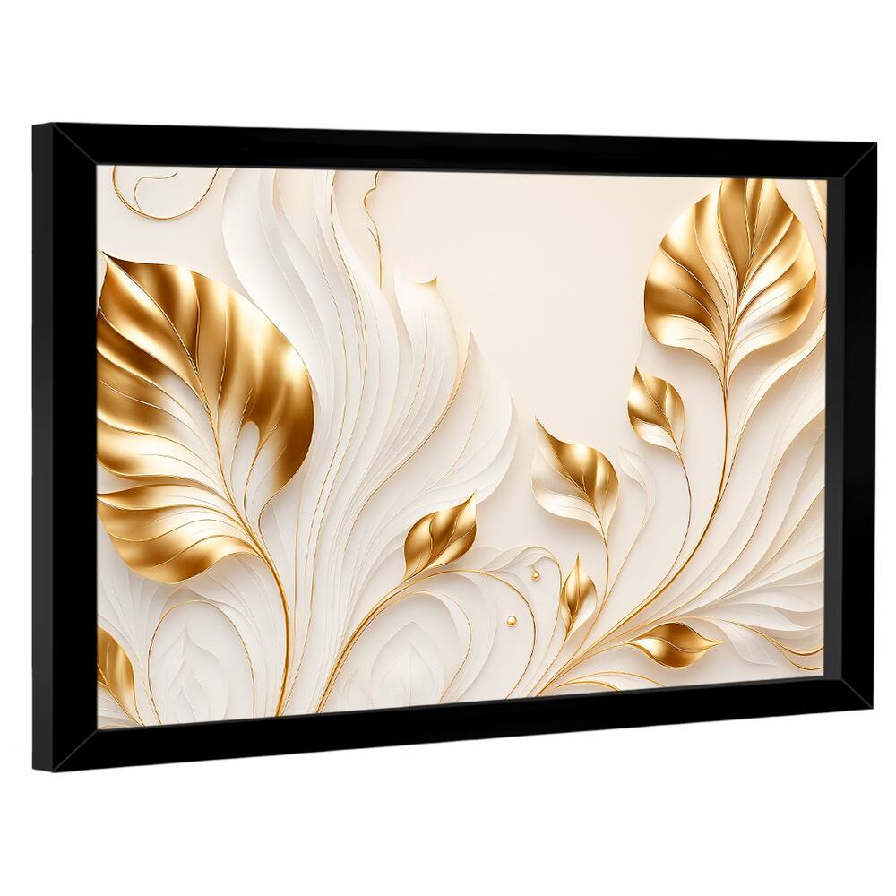 Quadros Decorativo Flores Douradas no Branco