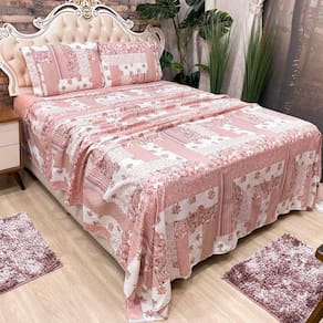 Jogo De Cama Lençol Casal Colonial Percal 300 Fios 4 Peças - Rosê