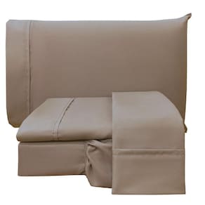 Jogo De Cama Lençol Casal Conforto Percal 300 Fios 4 Peças - Marron