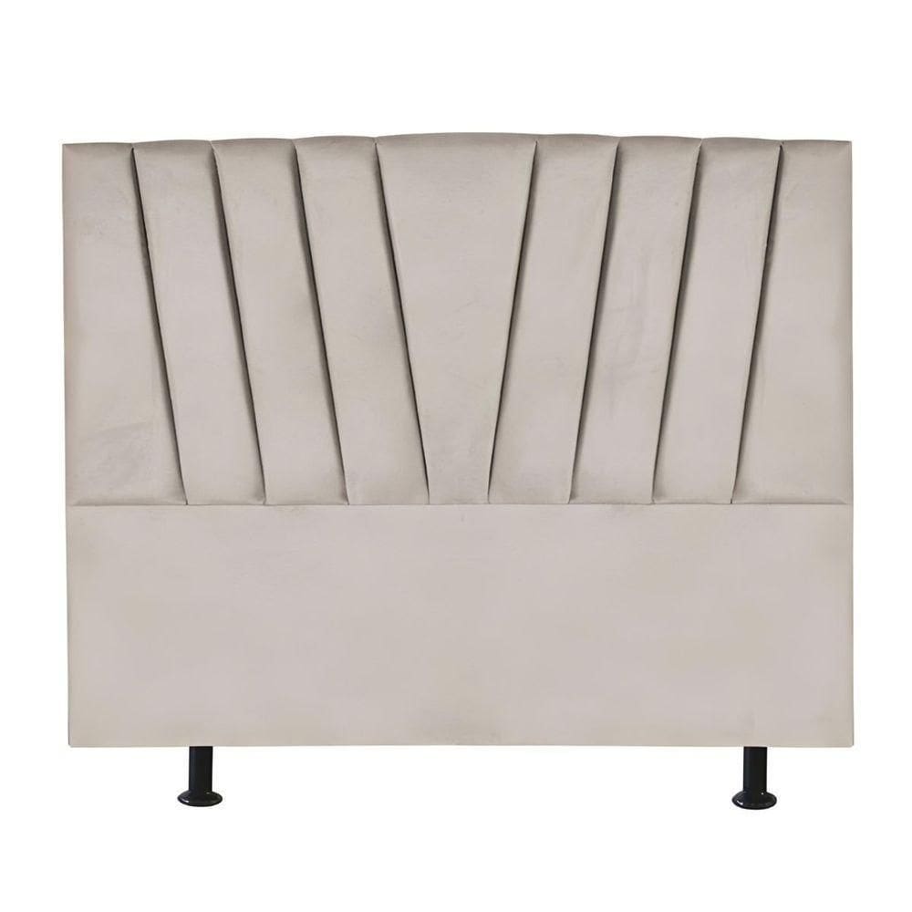 Cabeceira Estofada Cama King 195 Cm Malu Corino Bege