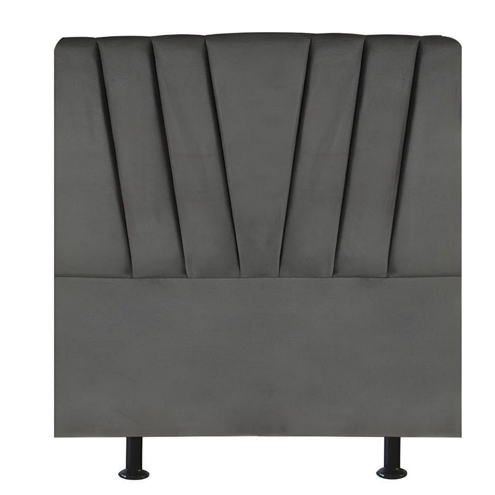Cabeceira Estofada De Cama Casal 140 Cm Malu Corino Cinza