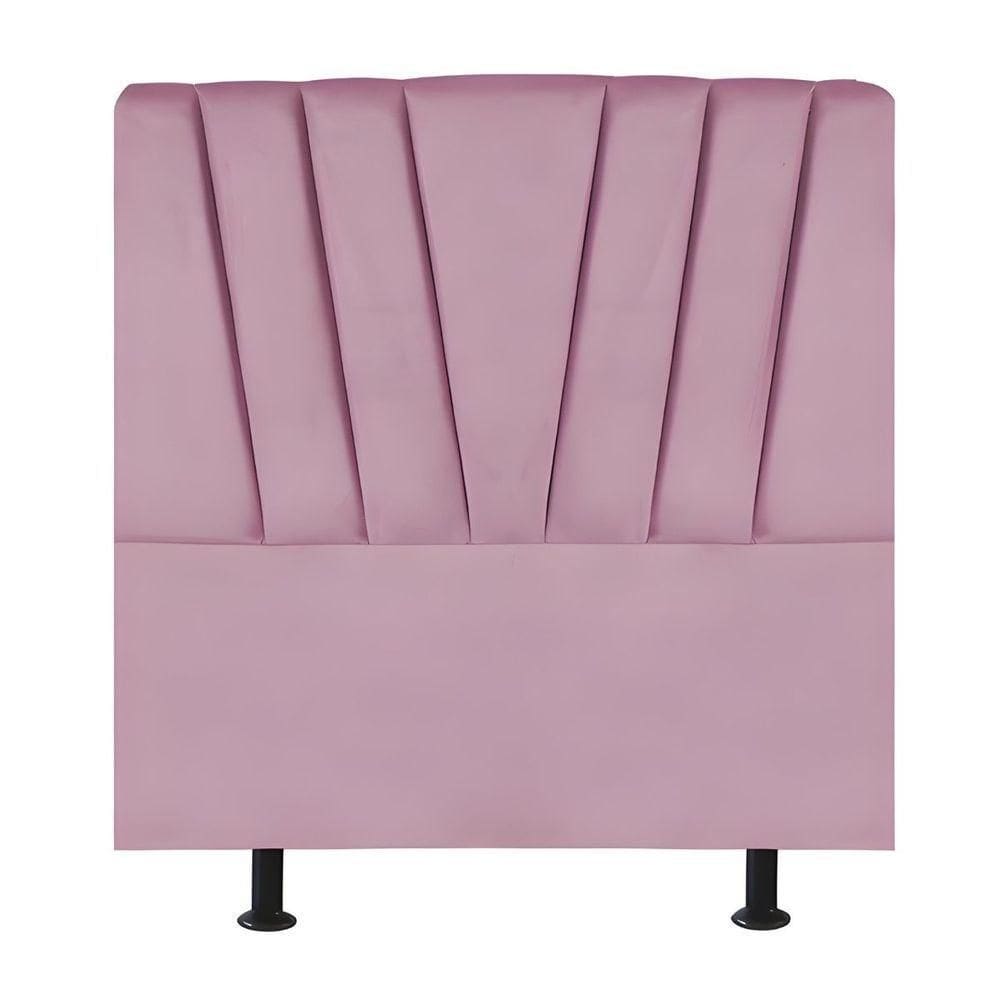 Cabeceira Estofada Cama Solteiro 100 Cm Malu Suede Rosa
