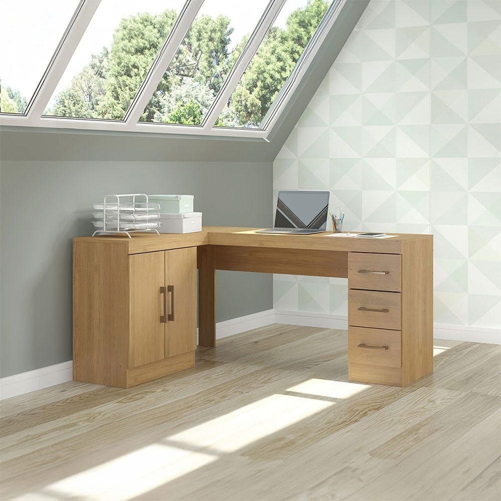 Mesa Escrivaninha Com Armário Gaveteiro Carvalho Menu Móveis Carvalho