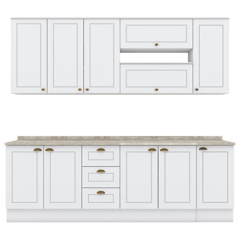 Cozinha Modulada 10 Pecas 240 Cm Ce792 Americana Henn Branco Calcare