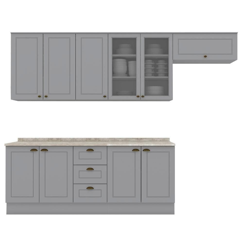 Cozinha Modulada 7 Pecas 280 Cm Ce791 Americana Henn Cinza Calcare