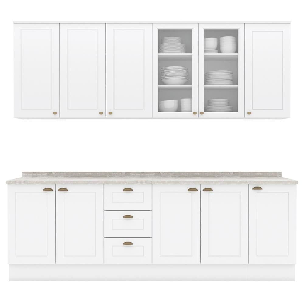 Cozinha Modulada 9 Pecas 240 Cm Ce856 Americana Henn Branco Calcare