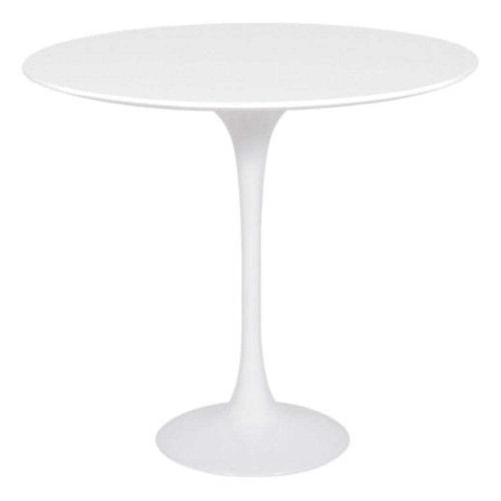 Mesa Lateral Tulipa Saarinen Redonda 51 Cm - Laqueado Base Branca