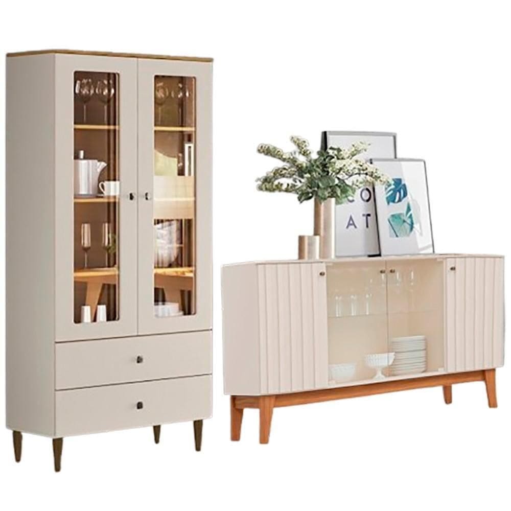 Cristaleira Liz E Buffet Eiffel Para Sala Off White Nature Henn