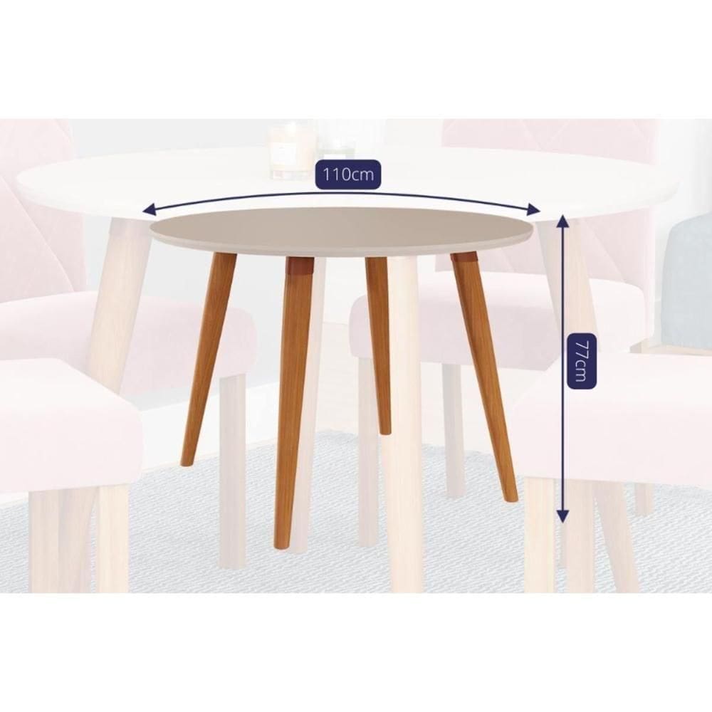 Sala De Jantar Dani C- Tampo C- Vidro 110cm E 4 Cadeiras Maia Nature-suede Mascavo Chocolate